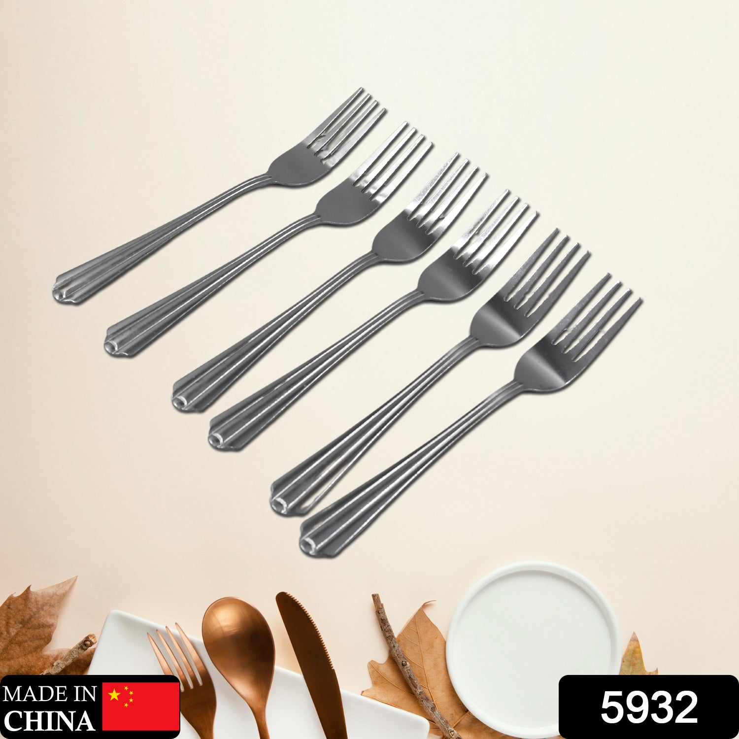 5932 STEEL FORKS SET OF 6 - FORK SET FOR HOME AND KITCHEN FORK HIGH QUALITY PREMIUM FORK SET (6 PC SET ) 5932 STEEL FORKS SET OF 6 - FORK SET FOR HOME AND KITCHEN FORK HIGH QUALITY PREMIUM FORK SET (6 PC SET )